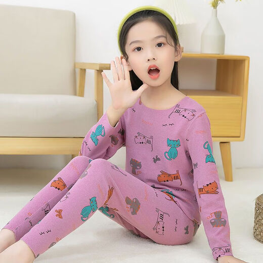 Disney Children's Thermal Underwear Set Thermal Storage German Velvet Girls Seamless Boys' Double-sided Velvet Pajamas Middle and Large Children's Autumn and Winter Hair Silver Dinosaur (German Velvet Set) 120 Suitable for 42 Jin Jin equals 0.5 kg