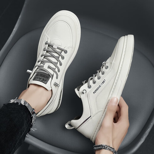 Changxiang Huili Men's Shoes Autumn 2025 Men's Running Versatile Shoes Men's Leather Light Casual Leather Shoes Non-Slip Sports Sneakers Men's White 40