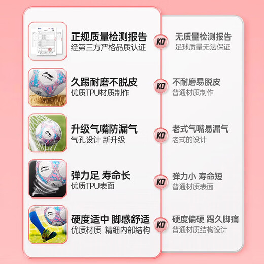 Li Ning Children's No. 4 Football High School Entrance Exam Competition Training Children's Standard World Cup Primary School Students Special Anti-Slip Material Gift