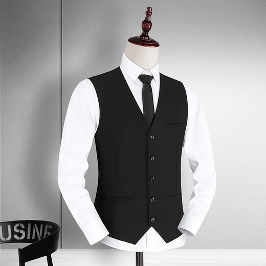 XINING Xining suit vest men's vest men's decoration work professional wedding groom's dress groomsmen's vest black single-piece vest XL