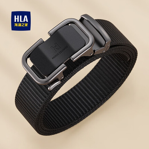 Heilan Home Men's Belt Men's Automatic Buckle Woven Canvas Outdoor Sports Fashion Versatile Pants Belt Birthday Gift for Boyfriend Black