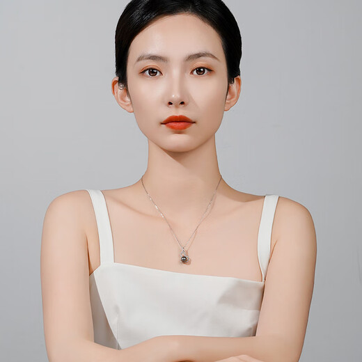 Tahitian Black Pearl Pendant Fulu S925 Silver Seawater Pearl Necklace for Mom S925 Silver/Gourd Black Pearl 9mm