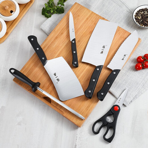 Zhang Xiaoquan Knife Set Stainless Steel Knife Set Kitchen Knife Set Household Slicing Knife Kitchen Knife Chef's Knife Classic Solid Wood Style - Seven-piece Set