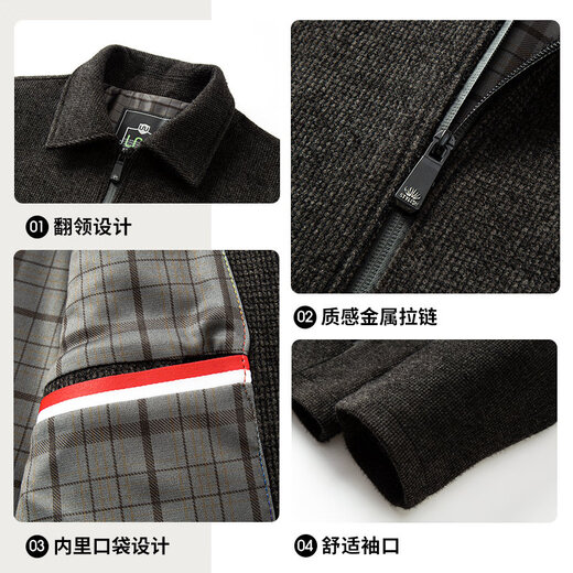 Baocai Sheep Dad's Woolen Jacket Men's Spring and Autumn Lapel Thick Business Cadre Service Executive Jacket Middle-aged and Elderly Clothes