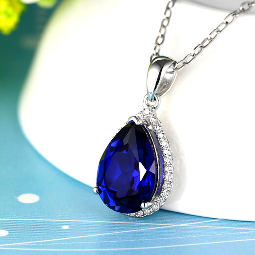 Menbin sapphire pendant 925 silver plated 18K gold tanzanite color gemstone drop-shaped color gemstone necklace pendant for women without chain