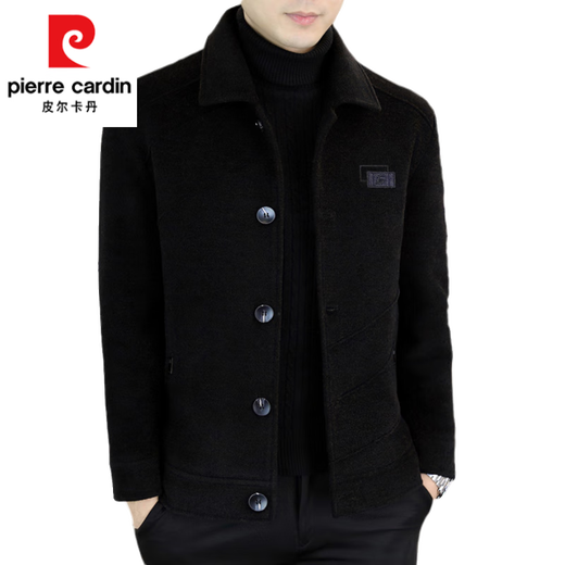 Pierre Cardin (pierre cardin) men's woolen jacket spring and autumn thickened tops young and middle-aged high-end lapel casual woolen jackets autumn and winter 8299 Khaki thickened velvet 3XL 155Jin Jin is equal to about 0.5 kg