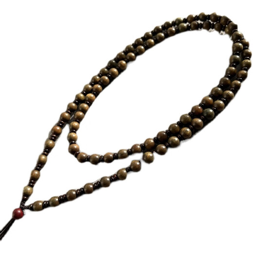 Langmai customized natural American fragrant green sandalwood pendant long bead chain lanyard is comparable to agarwood men's and women's neck chain pendant rope A style fragrant green sandalwood 8mm 66cm medium long style