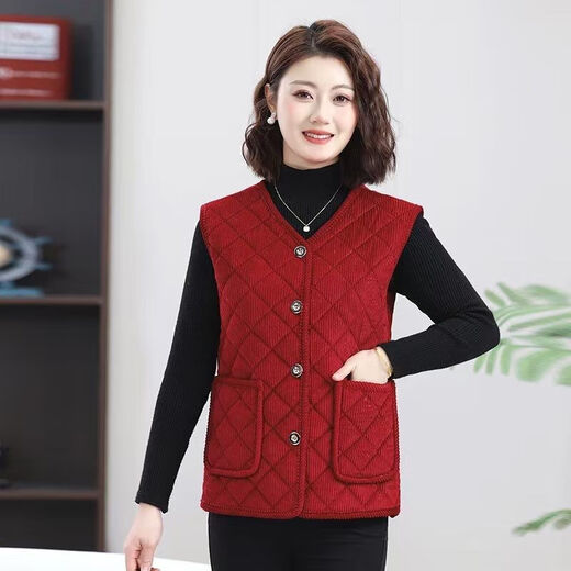 Mother's autumn and winter clothing plus velvet vest cardigan warm vest middle-aged and elderly new thickened waistcoat large size vest jacket peacock blue thickened 3XL 120-135Jin Jin equals 0.5 kg 14