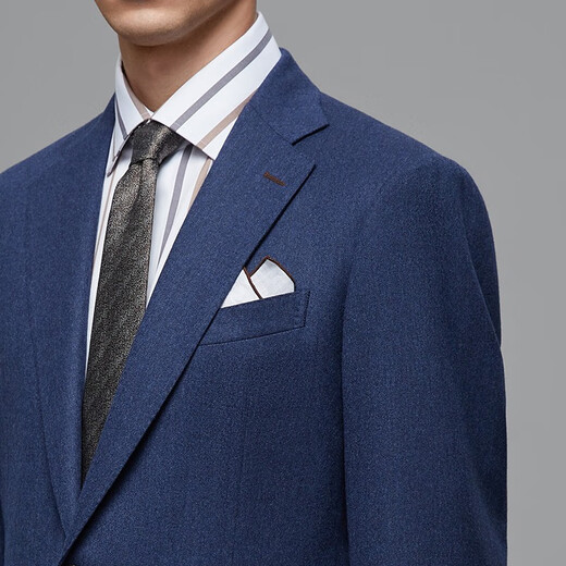 Blue Leopard (LAMPO) Wool Autumn and Winter Suit Men's Flannel Medium Blue Suit Top Premium Medium Blue 48 (175/96) R