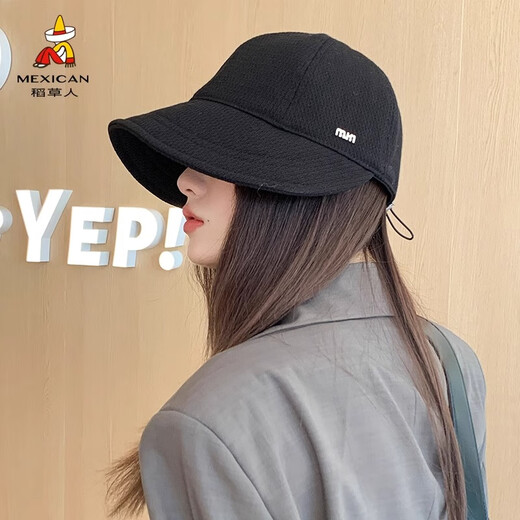 Scarecrow Hat Women's Autumn and Winter New Versatile Fashion Fisherman Hat Showing Face Small Big Brim Casual Peaked Hat Universal for All Seasons Black One Size Adjustable