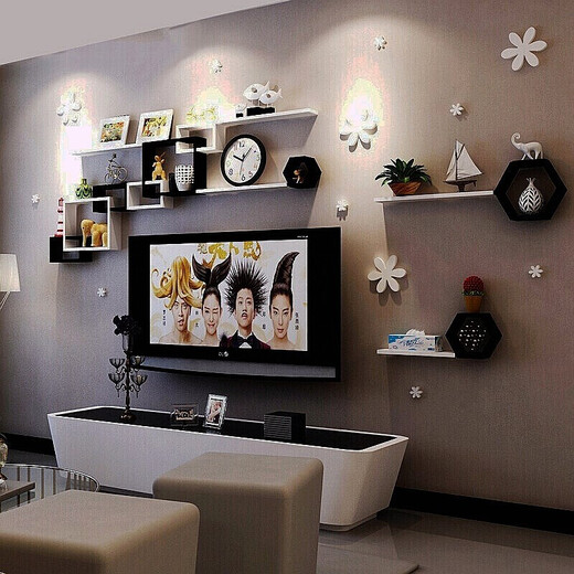 City code piano paint ready stock wall shelf living room TV background wall creative grid room C19-Package R
