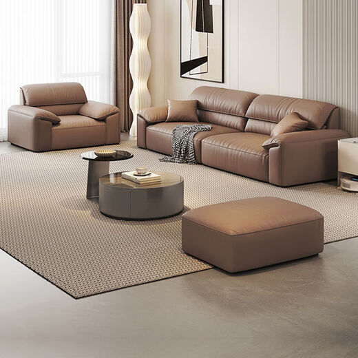 Italian minimalist cowhide sofa genuine leather home modern simple sofa large and small apartment leather art sofa living room straight row selected anti-fouling cat scratch leather 1.25m single seat multi-color optional