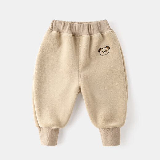 Dudujia Children's Clothing Baby Pants Autumn and Winter Children's Baby Large PP Pants Boys Cotton Pants Girls Plus Velvet Pants Winter Clothes Beige 90