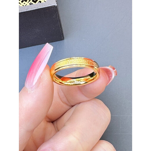 Zhimo Vietnamese gold starry frosted ring personalized 18k gold couple ring closed sealing gold ring for men and women inner diameter 15mm