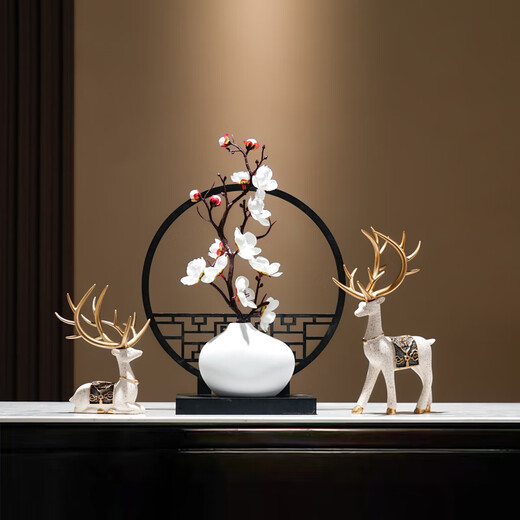 European New Chinese Style Screen Zen Home Vase Ornaments Living Room Coffee Table TV Cabinet Retro Classical Chinese Style Ornaments Zen Vase Plum Blossom