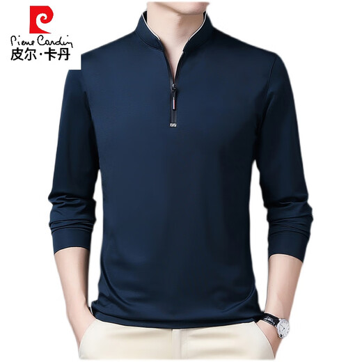 Pier Cardin Brand Herrenkleidung, langärmeliges T-Shirt mittleren Alters, komfortables und hautfreundliches T-Shirt, Herren-Herbst- und Winterbasishemd, langärmelige dünne Stil, 6623 Baolan, 165/m, Vorschlag, 120 Jin [Jin gleich 0,5 kg]