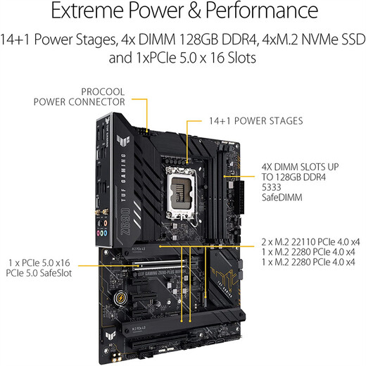 华硕 TUF Gaming Z690-Plus WiFi D4 LGA1700 ATX 游戏主板