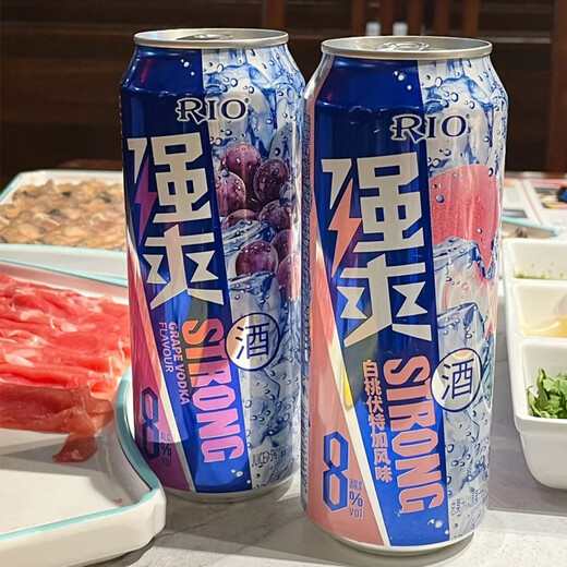RIO Strong Refreshing 8 Degree Cocktail Wine Sparkling Fruit Wine Strong Refreshing Series 8 Degree 500ml*24 Cans White Peach 6+Grape 6+Lemon 6+Apple 6