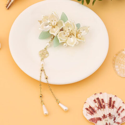 Qijitu Hanfu headdress step shake hairpin tassel ancient style super fairy camellia hair crown complete set of women's ancient costume hairpin hairpin hair accessories one pair of hairpins X-T212