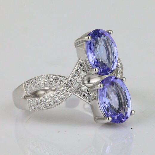 TIYA Colorful Blue Tanzanite Ring No. 13, 9K Gold Blue Tanzanite Double Tanzanite Ring R9KS5