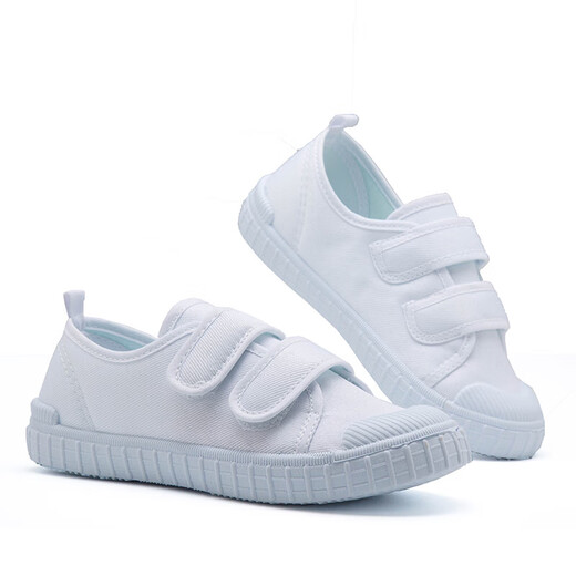 Corey Fran Kindergarten Baby White Shoes Children's Men's and Women's Solid Color Student Canvas Shoes Children's Sports Cloth Shoes Indoor White Ball A02 Pure Canvas Size 29 (Inner Length Approximately 19cm)