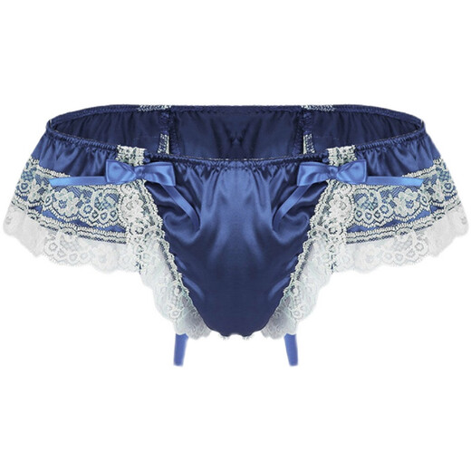 Guzhi large size European and American men's sexy underwear lace transvestite sexy transparent GAY anti-silk cross-dressing sexy thong 0 pink M