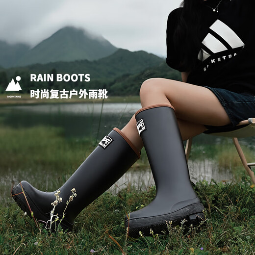 傲列2024新款高筒雨鞋女款成人时尚雨靴防水胶鞋日韩长筒水鞋雨鞋 粉色【37cm高筒】 41