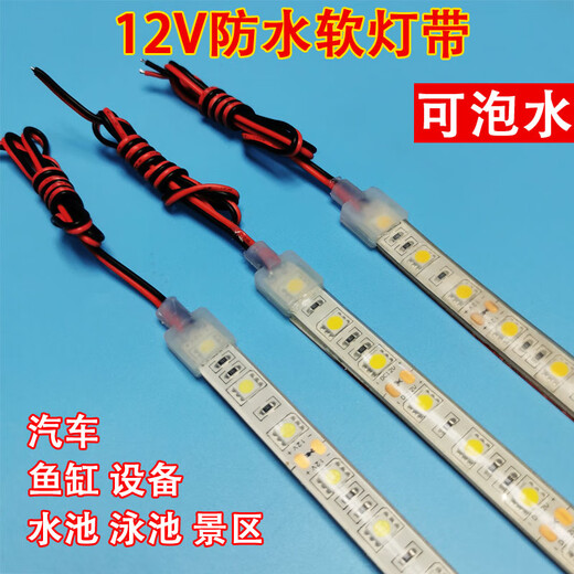 Yuruo 12V Voltage Fish Tank Aquarium Special Pool Swimming Pool Underwater Silicone Waterproof Soft Light Belt Diving LED Light Strip Enhanced Light 12V Waterproof Soft Light Strip 08 Meters Does Not Include Transformer Others x Others