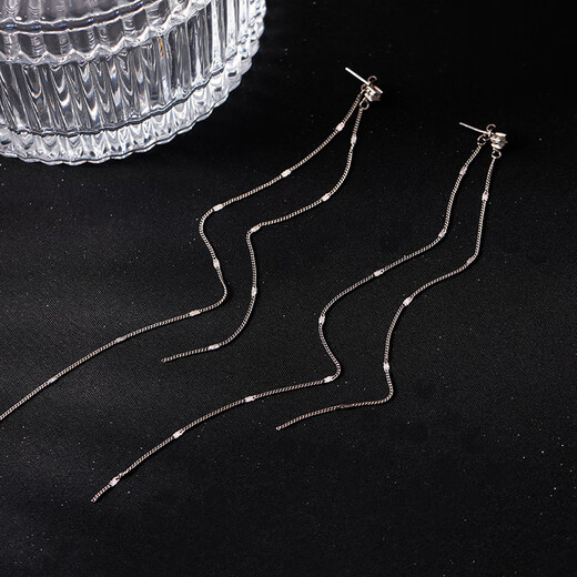 Yinao (yinao) 925 sterling silver ear wire women's summer style tassel fairy super long earrings female forest style super fairy niche design earrings long ear chain