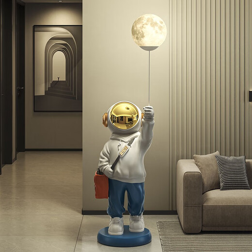 Jizhao astronaut ornaments, living room floor-standing ornaments, large astronaut TV cabinet decorations, gifts, housewarming gifts, blue package astronaut base + starry sky projection lamp + speaker No Specifications