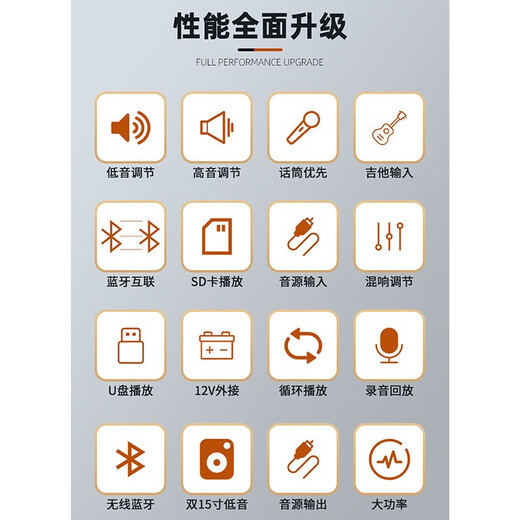 SAST outdoor speaker stage conference performance square dance wedding professional audio wireless Bluetooth subwoofer dual 15-inch high-power rod amplifier comes standard with two + four wireless microphones + U disk *2