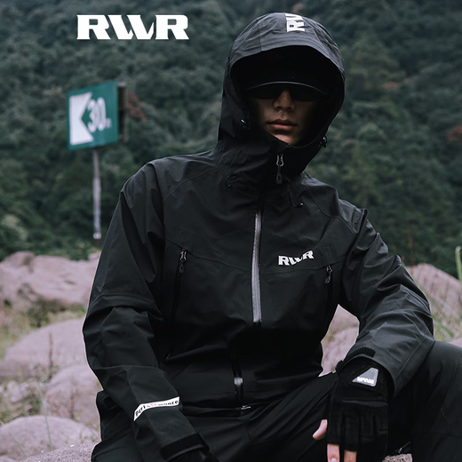 RVVR23 new hard shell mountaineering jacket, mountaineering pants, outdoor sports suit, fishing jacket, windproof, rainproof and waterproof 810 new style, down mountaineering jacket, black L