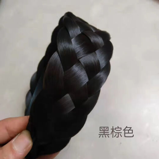 Mengkuan widened cover white hair headband wig hairband middle-aged mother elegant headband hairpin dark brown (widened type)