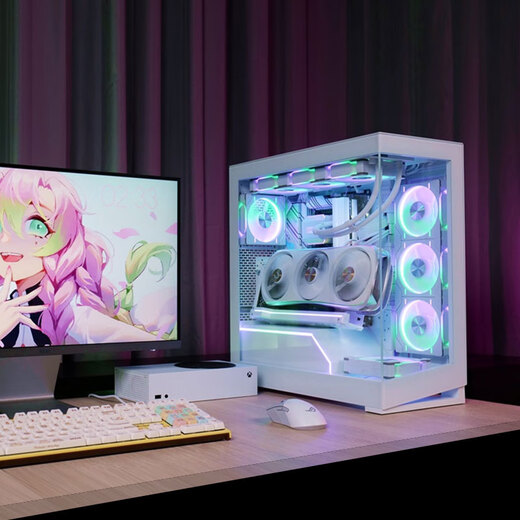PHANTEKS追风者 NV5白无立柱玻璃ATX游戏台式电脑机箱(支持背插/360水冷/8风扇位/270°海景房/5090)