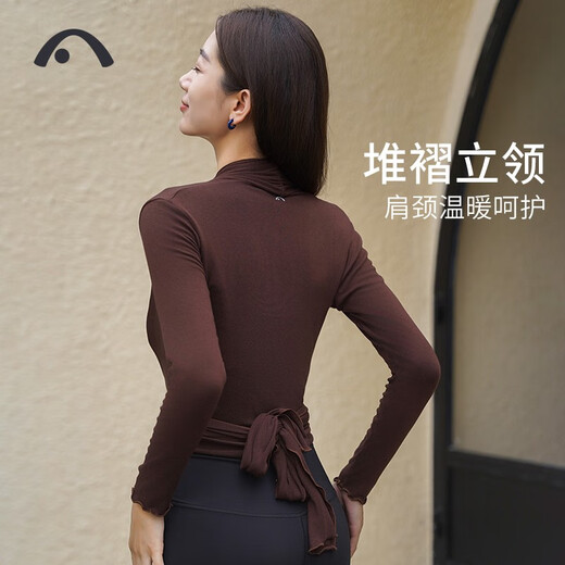 Aixiabu yoga wear women's top autumn and winter high-end fashion temperament slimming Pilates long-sleeved blouse sports jacket special price brown coffee_single top A23098RCQS S