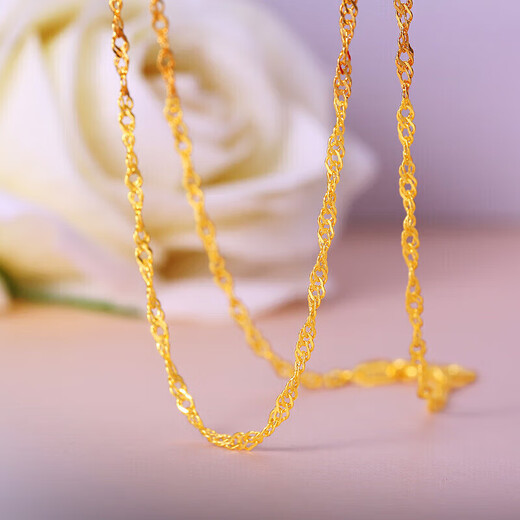Caibai Jewelry Gold Necklace Pure Gold Water Ripple Women's Necklace Price Approximately 2.30g Approximately 40cm