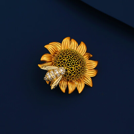 Marco Bizzarri high-end brooch for women, sunflower bee brooch, luxury and exquisite corsage for men, anti-exposure buckle pin for women in summer, Valentine's Day gift for girlfriend, wife's birthday gift