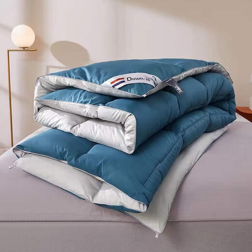 羽绒被子95白鹅绒高档被芯冬天加厚保暖单双人被8斤10斤6 宾利蓝 220x240cm总重10斤