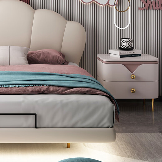 De RUCCI Children's Bed Suspended Bed Solid Wood Silicone Soft Cover Girls Princess Bed Teenage Boys Bed White 1.5*2 Meters