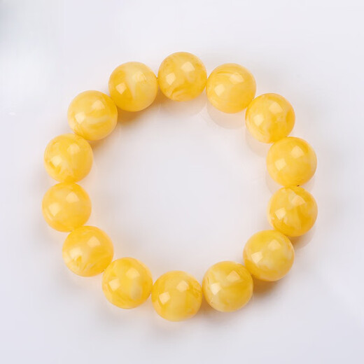 Huangben natural Russian material white flower beeswax round bead bracelet chicken fat yellow amber single circle bracelet for boyfriend and girlfriend best friend diy 12mm white demon flower bracelet one item one certificate