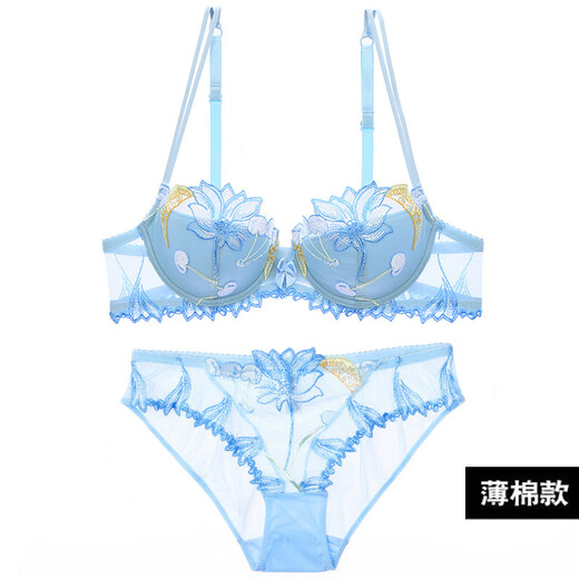 Victoria Palace Elegant Underwear Set Ultra-Thin Lace Embroidery Large Size Bra Pure Desire Transparent Sexy Bra Set Red Ultra-Thin 85D 38