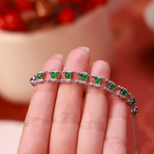 Feiyu Ice Jade Armband Egg Face A Goods Jade S925 Silber Intarsien Ice Imperial Green Armband Damen SN9758
