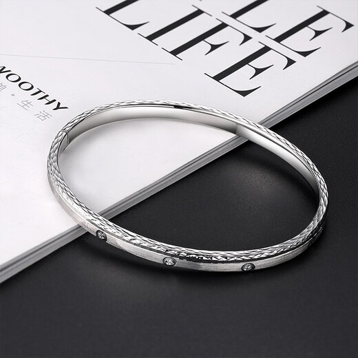 Xiyue Square Diamond Platinum Bracelet PT950 Female Snap Bracelet Female Full Circle Bracelet as Birthday Gift for Girlfriend 10.66g Circle No. 56 Shipped in 1-10 working days