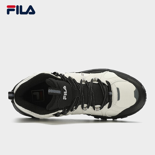 FILA women's mid-cut plus velvet dad shoes casual shoes winter warm thick-soled sneakers turtledove yellow/black-TB 37.5