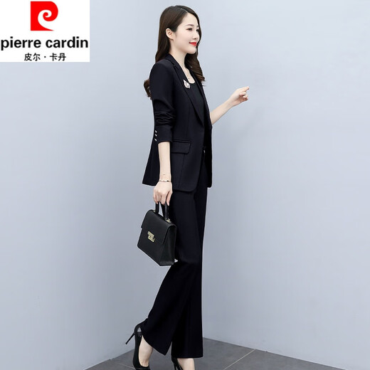 Pierre Cardin (pierre cardin) business suit women's spring and autumn new French suit fashionable discreet two-piece suit flared pants slimming purple (two-piece set) L