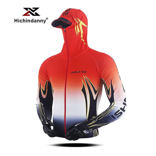 HICHIN DANNY fishing clothing men's sun protection clothing suit ice silk quick-drying top spring and summer sea fishing clothing Luya sun protection fishing clothing new white top S suitable for 100Jin Jin equal to 0.5 kg or less