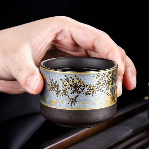 Tangfeng (TANGFENG) purple sand automatic tea set for home small set retro teapot teacup office hospitality tea making artifact complete set purple sand bamboo rhyme automatic set with 8 cups