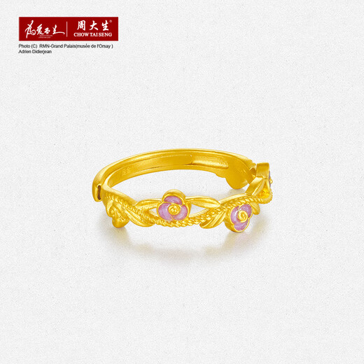 Zhou Taisheng Monet's Garden Pure Gold Dried Rose Ring Gold Live Ring Birthday Gift for Girlfriend 3.41g Live