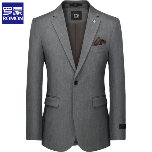 ROMON high-quality suit men's autumn suit men's business formal single-breasted groom's best man's wedding attire medium gray suit + pants two-piece set XL