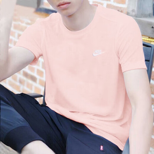 耐克（NIKE）短袖男装夏季新款运动服宽松透气半袖衫时尚舒适休闲圆领T恤衫 AR4999-686/粉色 XL